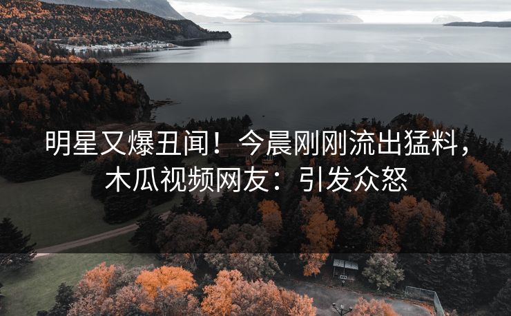 明星又爆丑闻!今晨刚刚流出猛料,木瓜视频网友:引发众怒