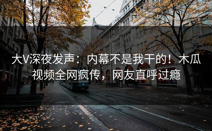大V深夜发声：内幕不是我干的！木瓜视频全网疯传，网友直呼过瘾