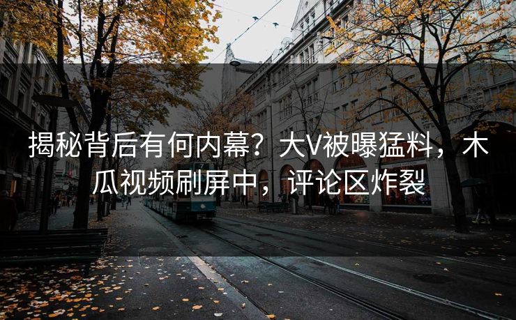 揭秘背后有何内幕？大V被曝猛料，木瓜视频刷屏中，评论区炸裂